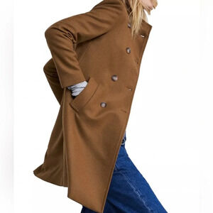 Zara Women’s Doublebreasted High Collar Buttoned Wool Coat Jacket Toffee Size M
